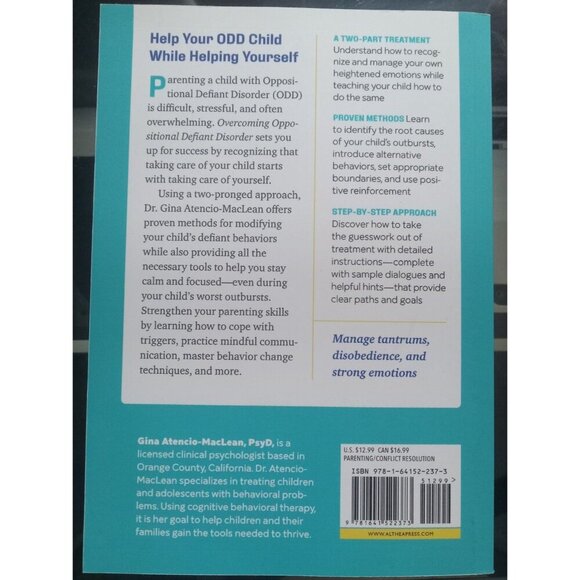 Overcoming Oppositional Defiant Disorder by J. Taylor – 2018 Guide PB VG+ - Picture 2 of 2